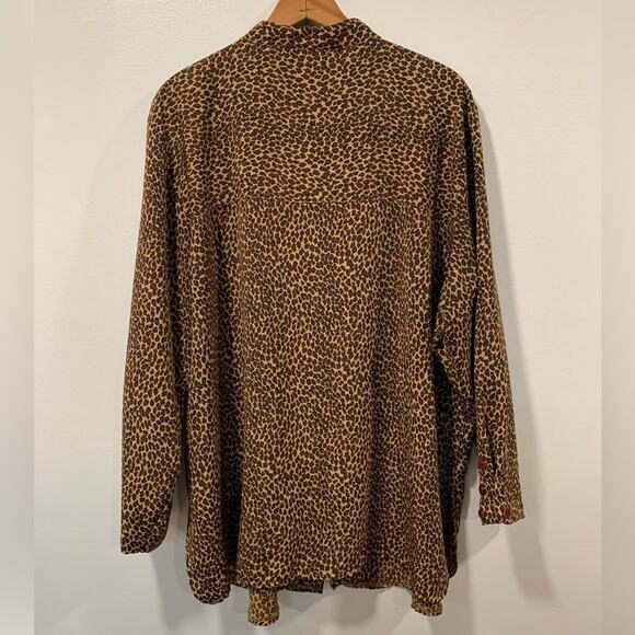 VTG Jacyln Smith Cheetah Print Double Button Tunic Top Sz 20W Mobwife Flawed - Picture 4 of 9